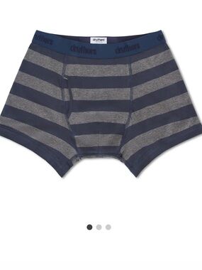 New Men’s Druthers Organic Cotton Boxer Briefs Navy Grey Stripe 3-Pack Small